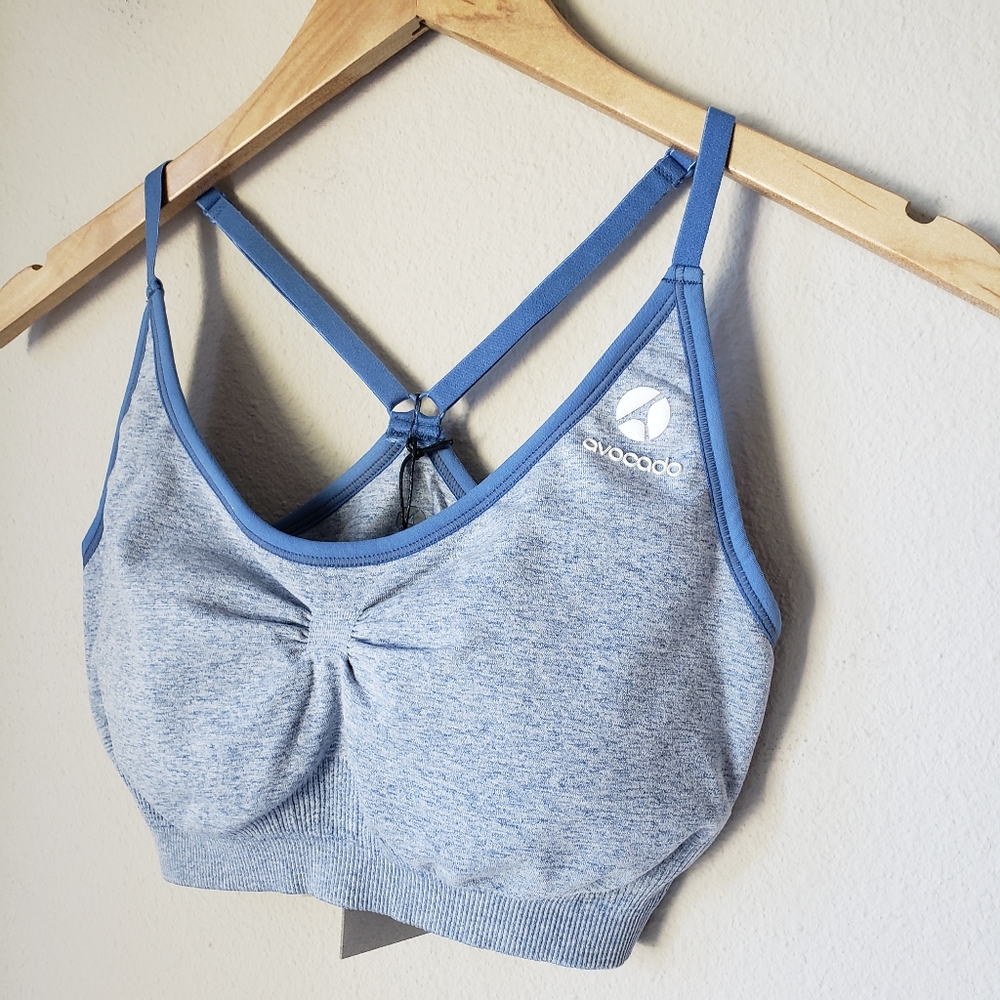 Avocado | Blue Moisture Wicking Light-Medium Support Sports Bra - Picture 4 of 9